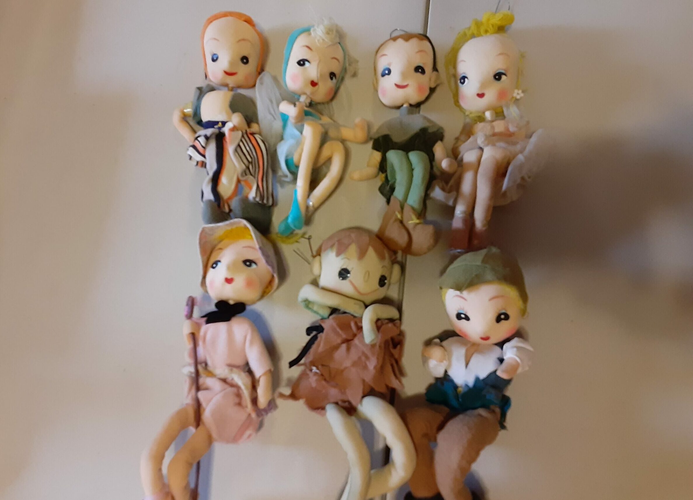 handmade Christmas ornament dolls from 1960s
