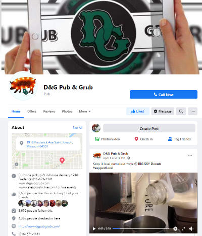 DG Pub and Grub Facebook page
