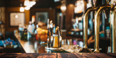 Photograph of bar with background out of focus.