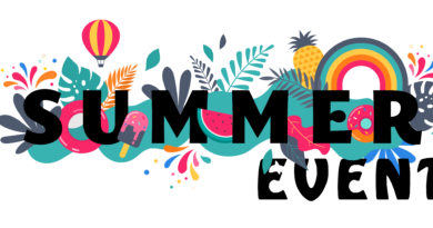 Summer Events Graphic with plants and flowers