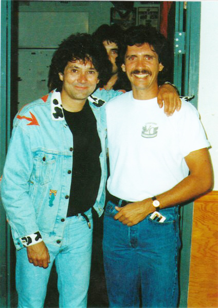 Charlie Stendebach poses with Mickey Thomas from Jefferson Starship and guitarist Elvin Bishop.