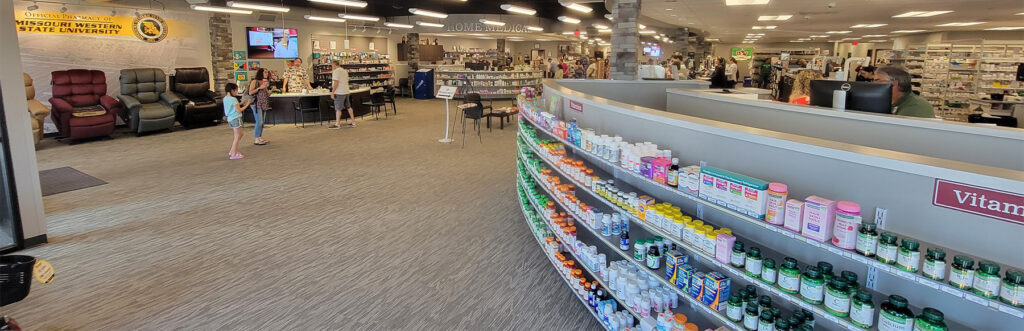 Inside view of Rogers Pharmacy in St. Joseph, Missouri. 