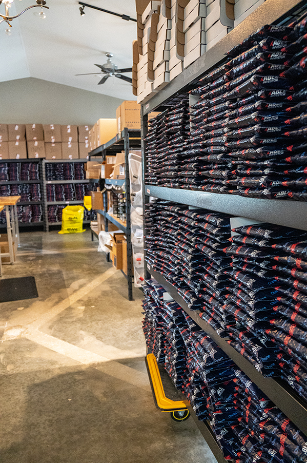 Shelves of envelopes at Fulfillment House in Kearney, Missouri. 