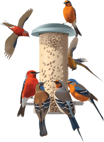 Birds on a feeder